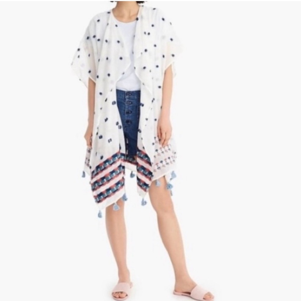 J. Crew White and Blue embroidered Cover-Up